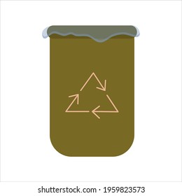 Zero waste, trash can with package isolated on white background. Recycling of garbage, natural products, no plastic. Vector flat design. Vector illustration. Green Planet and waste recycling