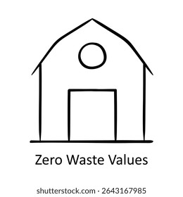 Zero Waste Values – Barn Representing Sustainable Living Practices Hand drawn icon