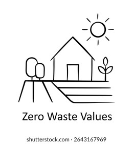 Zero Waste Values – Eco Home Representing Conscious and Minimal Living Hand drawn icon