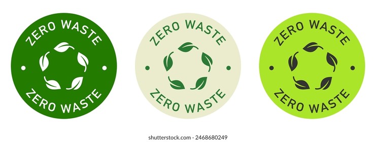 Zero Waste Vektorgrafik Design für Verpackungen. Verlässt das Symbol. Recycling-Farbaufkleber.