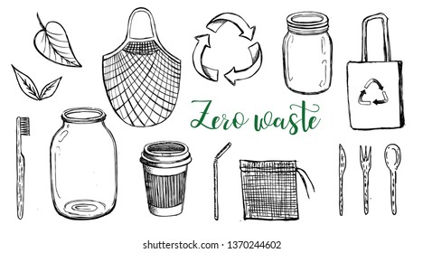 Zero waste vector hand drawn.