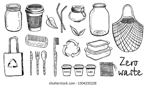Zero waste vector hand drawn.
