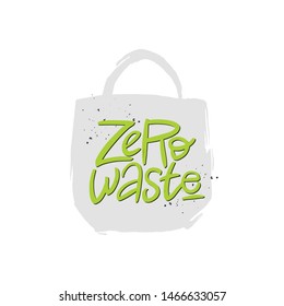Zero waste vector handwritten quote, brush lettering inscription. Zero waste concept. Isolated typography print for card, poster, banner.