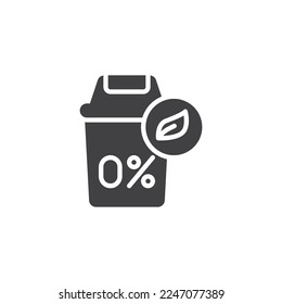 Zero waste vector icon. filled flat sign for mobile concept and web design. Trash can and leaf glyph icon. Symbol, logo illustration. Vector graphics