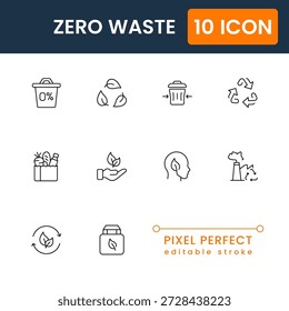 Zero Waste, Vektorsymbole wiederverwenden, Kompost wiederverwenden, Öko-Lifestyle, flache Symbole für Umweltschutz und grünes Design