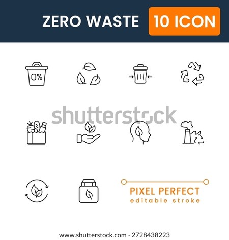 Zero waste vector icons recycle reuse compost eco lifestyle flat symbols for environmental protection and green design