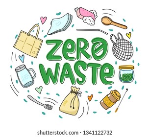 Zero Waste. Vector illustration. Hand Drawn.