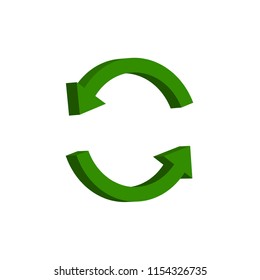 Zero waste. Vector illustration of isometric 3D round refresh arrows, isolated on white background