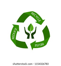 Zero waste. Vector illustration of recycling arrows symbol, isolated on white background