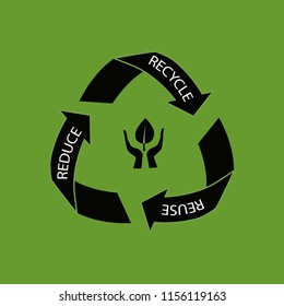 Zero waste. Vector illustration of recycling arrows symbol, isolated on white background