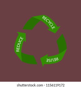 Zero waste. Vector illustration of recycling arrows symbol, isolated on white background