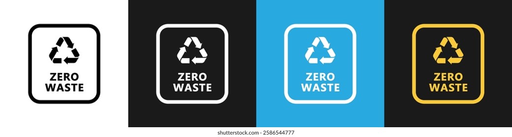 Zero Waste - vector signs on color backgrounds.