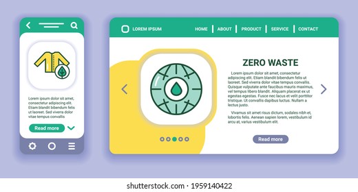 Zero waste web banner and mobile app kit. Outline vector illustration