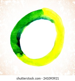 Zero written with a brush. Hand drawn letters. Watercolor.