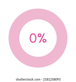 zero,0 percent pink circle percentage diagram vector illustration