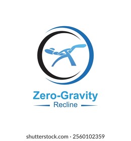 Zero-Gravity Recline Chair Logo Design Template.  In extreme reclined position for zero gravity experience and massage therapy. With Shiatsu, Tapping and Kneading massage.