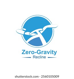 Zero-Gravity Recline Chair Logo Design Template.  In extreme reclined position for zero gravity experience and massage therapy. With Shiatsu, Tapping and Kneading massage.