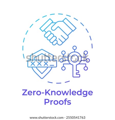 Zero-knowledge proofs blue gradient concept icon. Type of privacy enhancing technologies. Secure verification. Round shape line illustration. Abstract idea. Graphic design. Easy to use in article