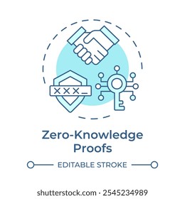 Zero-knowledge proofs soft blue concept icon. Type of privacy enhancing technologies. Secure verification. Round shape line illustration. Abstract idea. Graphic design. Easy to use in article