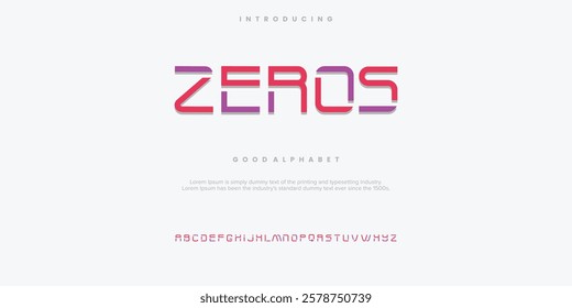 Zeros modern abstract alphabet font. Minimal technology typography, Creative urban sport fashion futuristic font and with numbers. vector illustration