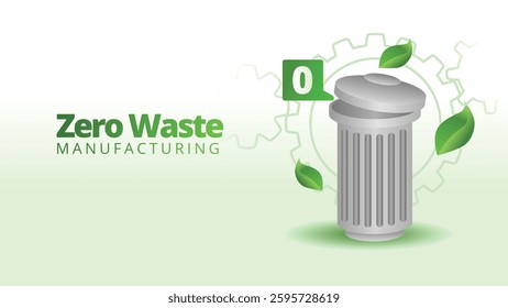 Zero-Waste Manufacturing concept. green manufacturing template scren size vector illustration