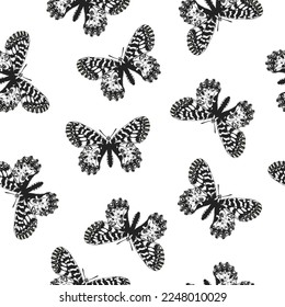 Zerynthia polyxena butterfly found in europe seamless pattern