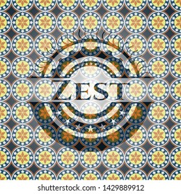 Zest arabic style emblem. Arabesque decoration.
