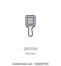 Zester icon. Thin linear zester outline icon isolated on white background from kitchen collection. Line vector sign, symbol for web and mobile