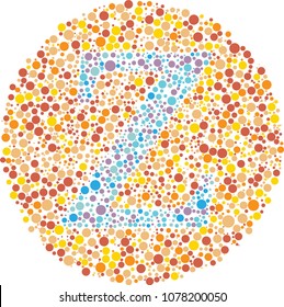 Zeta Eye Test - Part of my Greek collection of eye test designs. The Letter Zeta cunningly hid inside an Ishihara inspired design.