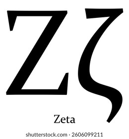 Zeta Greek Symbol Letter vector illustration