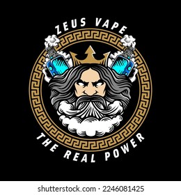 Zeus badges logo with vape illustration