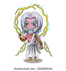 Zeus chibi mascot logo design