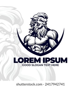 Zeus Esport Logo desgn,  Zeus mascot logo gaming, Muscular logo design, old man with bearded