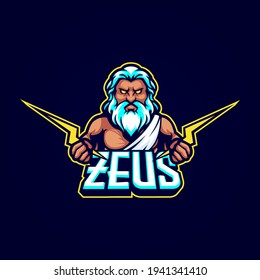 Zeus e-sport mascot logo design badge