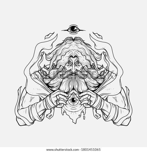 Zeus Eye Creator Illustration Inking Stock Vector (Royalty Free) 1801451065