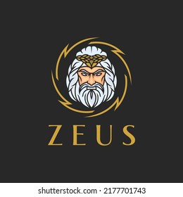 Zeus God logo icon illustration vector on dark background