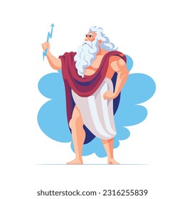 Zeus greek ancient character isolated on white background. Greek mythology character. Vector stock