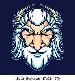 zeus head cartoon vector illustration design