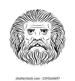 Zeus Head Face Vector Illustration