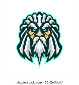 zeus head gaming mascot or twitch profile, zeus e sports logo design