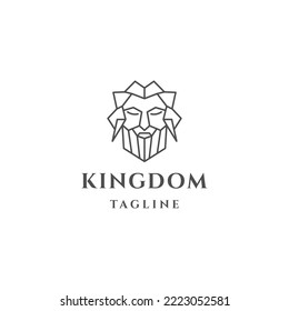 Zeus head kingdom with line art style logo design template flat vector