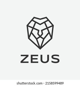 Zeus Head Line Art Logo Vector.