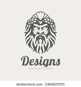 zeus head logo design, zeus head character logo vector.