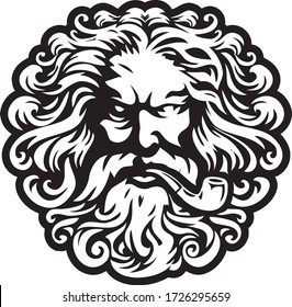 Zeus Head Logo Illustration Vector