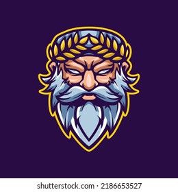 Zeus Head Mascot Cartoon Illustration