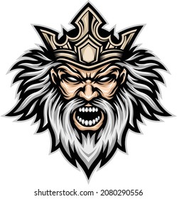 Zeus Head Mascot Image Design Illustration