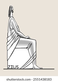 Zeus is the highest god in the ancient Greek pantheon of Olympian gods. Son of the Titan Kronos and the Titan Rhea.
Stylized figure of the hero. Vector illustration.