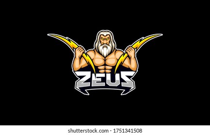 Zeus hold lighting bolt vector illustration