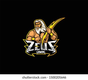 Zeus holding bolt vector, esport gaming logo