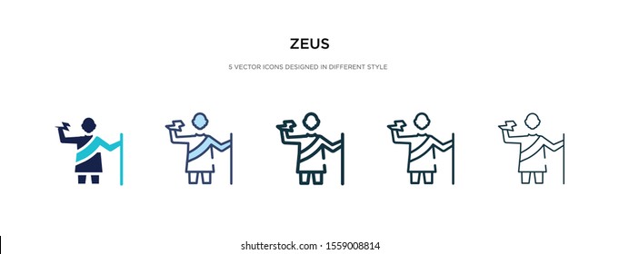 zeus icon in different style vector illustration. two colored and black zeus vector icons designed in filled, outline, line and stroke style can be used for web, mobile, ui